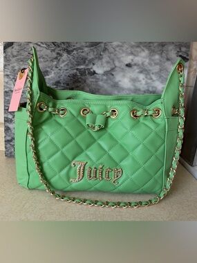NWT NEW Juicy Couture Fashion Icon bucket bag watermelon green gold chain